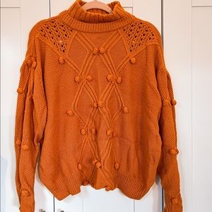 Pumpkin Colored Pom Sweater
